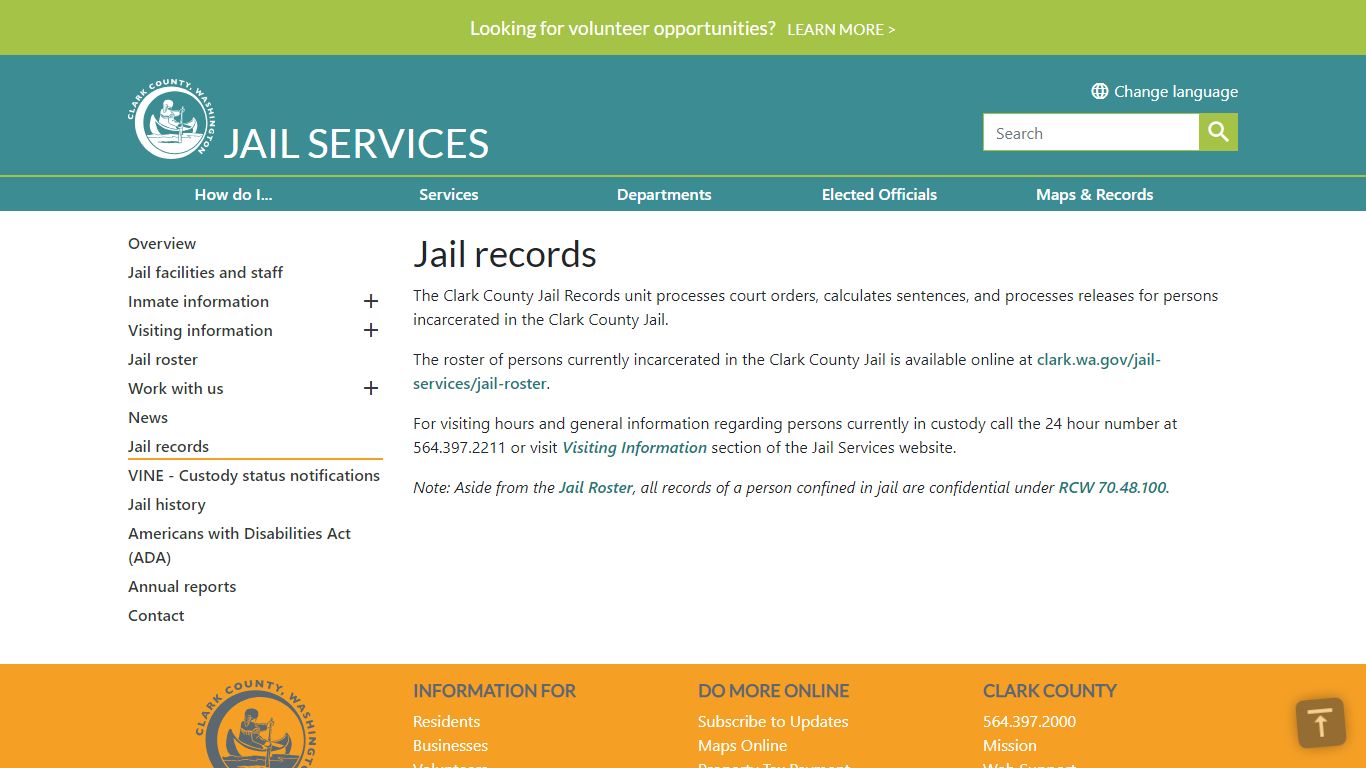 Jail records | Clark County